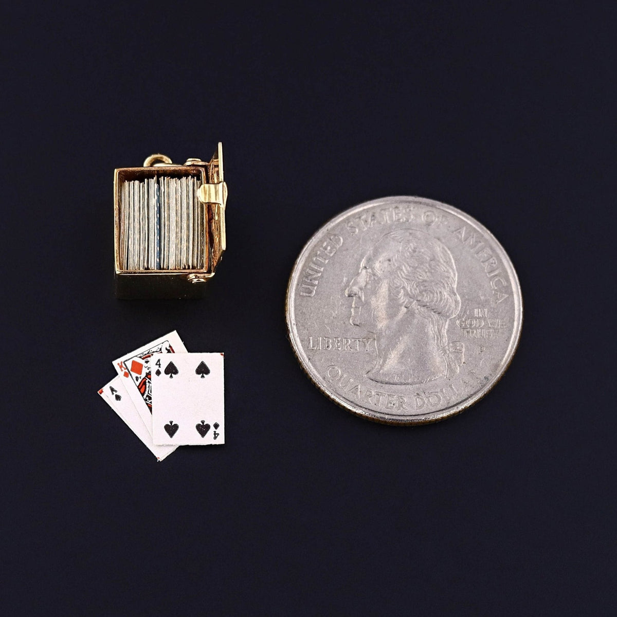 Vintage Playing Cards Charm of 14k Gold - Trademark Antiques
