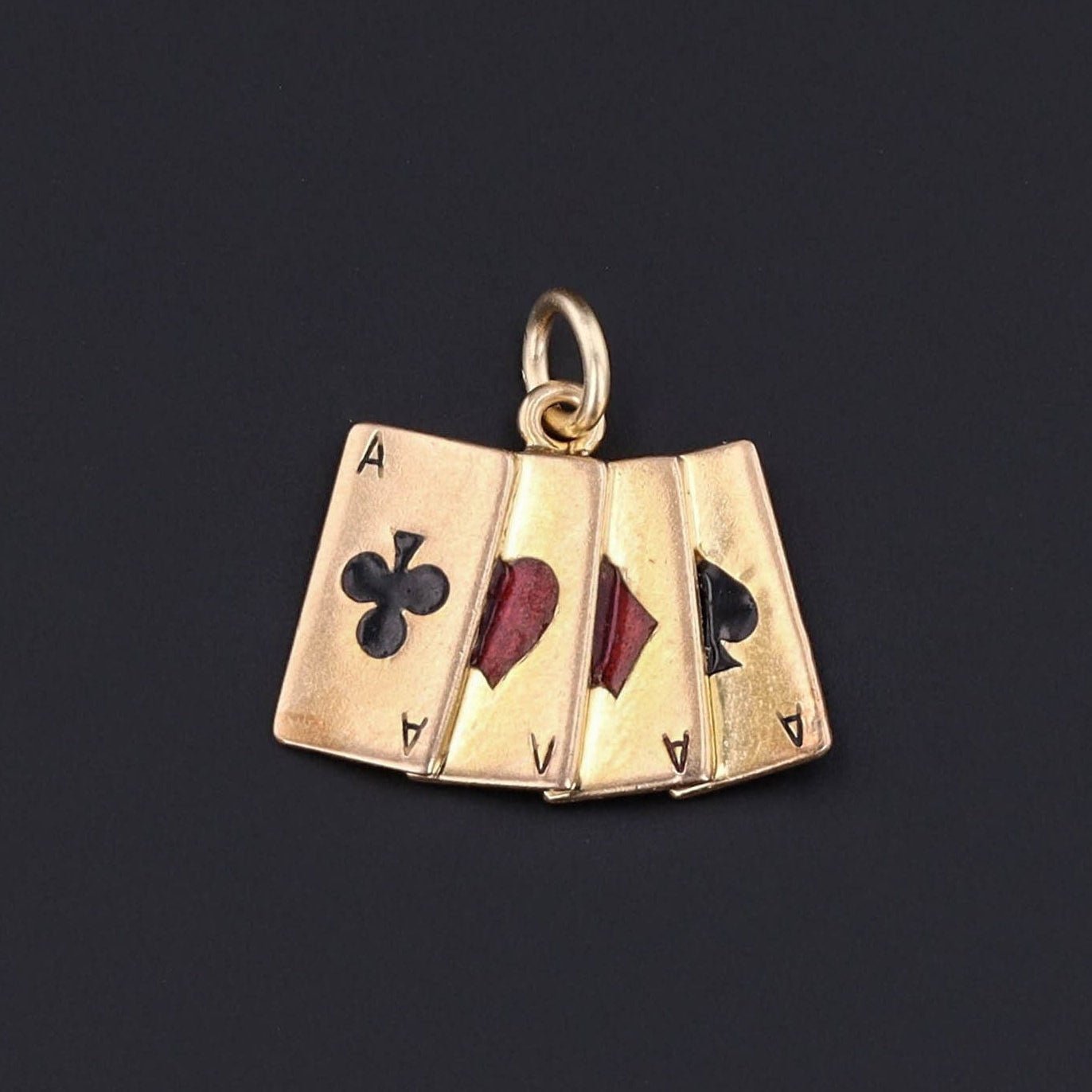 Vintage Playing Cards Charm of 14k Gold - Trademark Antiques