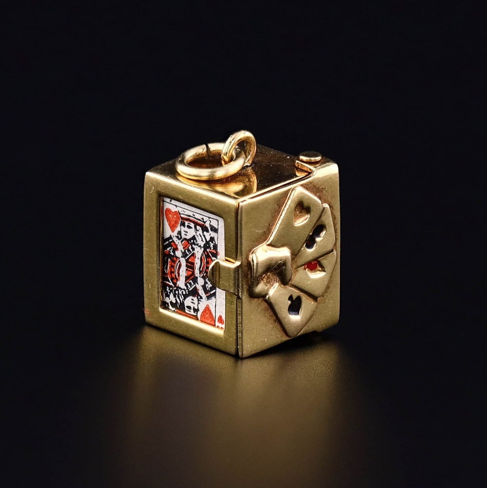 Vintage Playing Cards Charm of 14k Gold - Trademark Antiques