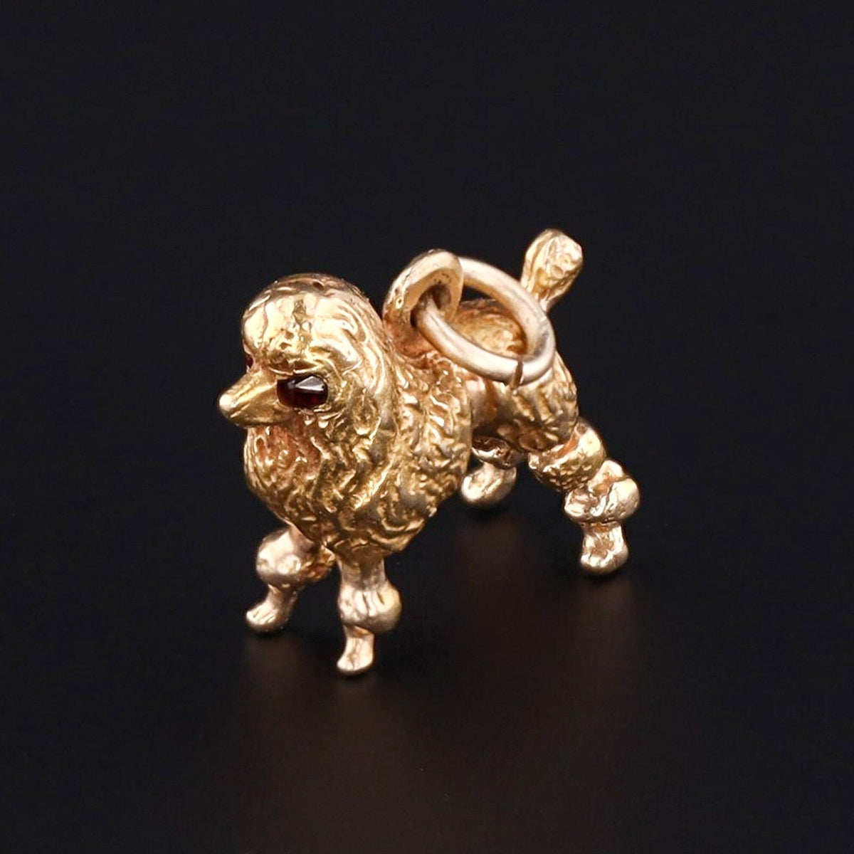 Vintage Poodle Dog Charm of 14k Gold - Trademark Antiques