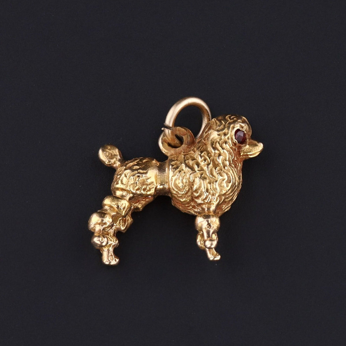 Vintage Poodle Dog Charm of 14k Gold - Trademark Antiques