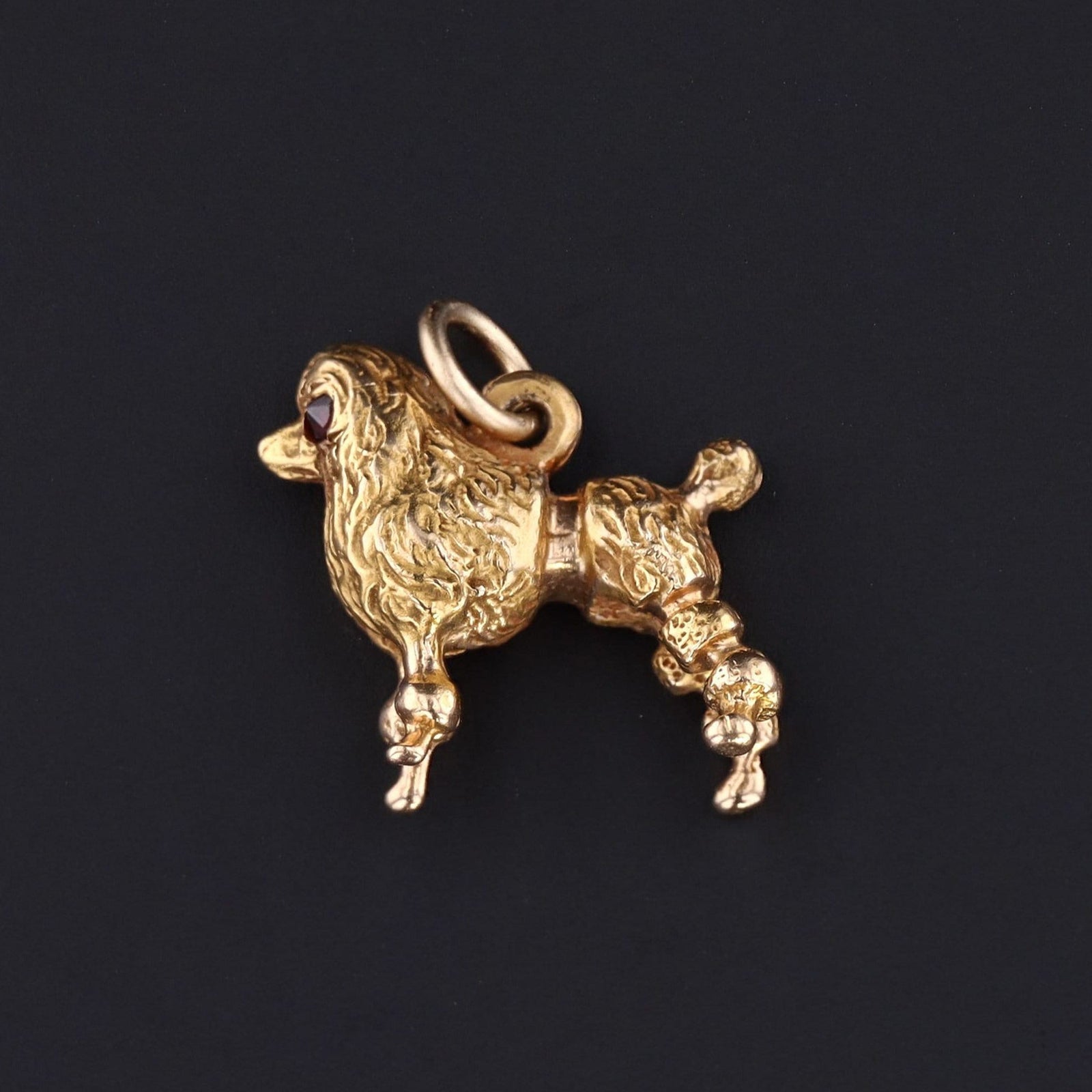 Vintage Poodle Dog Charm of 14k Gold - Trademark Antiques
