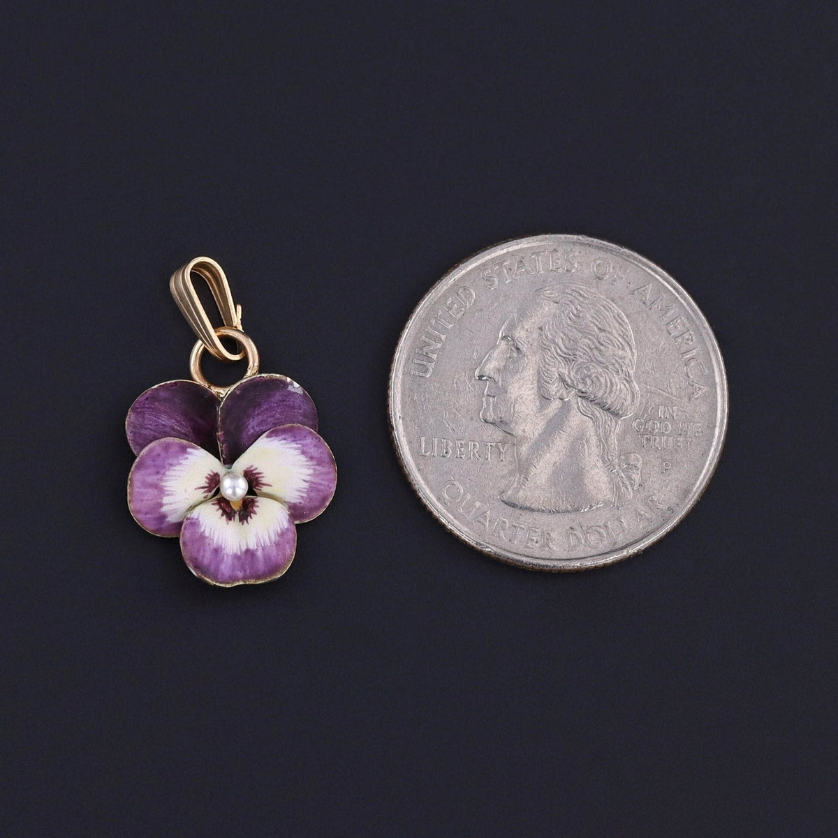 Vintage Purple Enamel Pendant of 14k Gold - Trademark Antiques