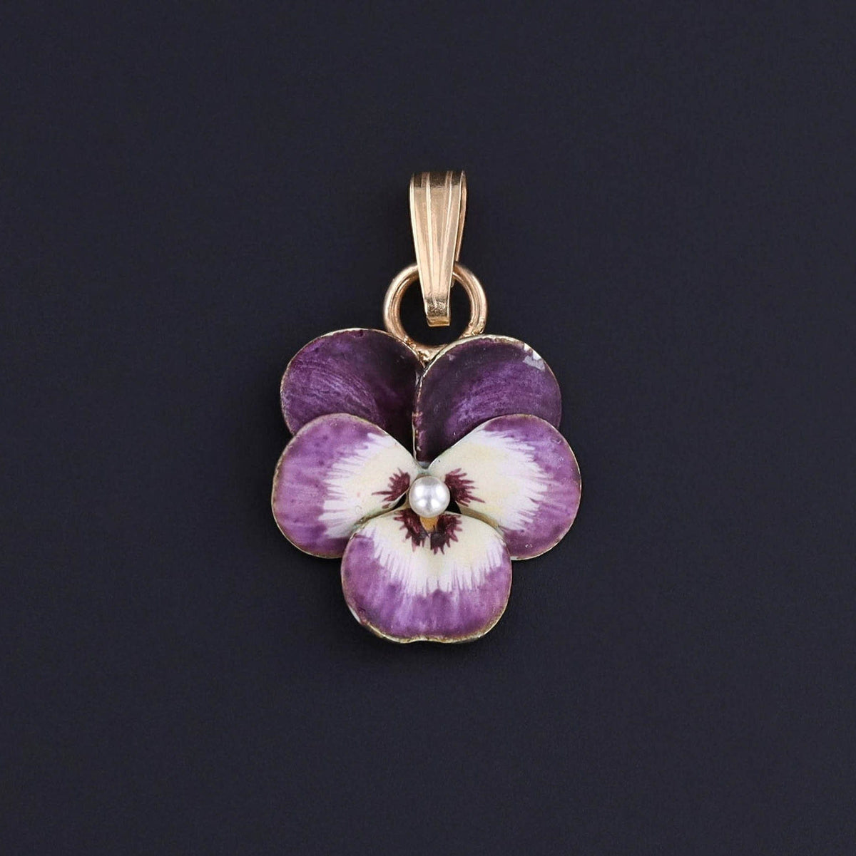 Vintage Purple Enamel Pendant of 14k Gold - Trademark Antiques