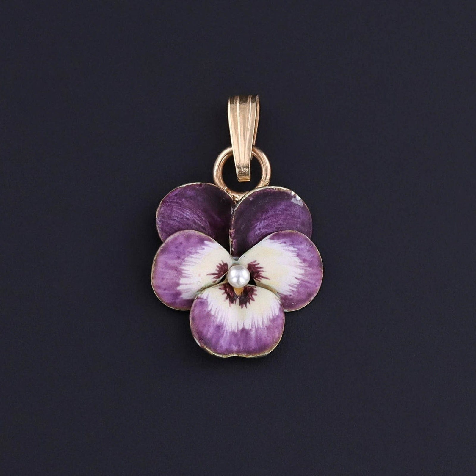 Vintage Purple Enamel Pendant of 14k Gold - Trademark Antiques