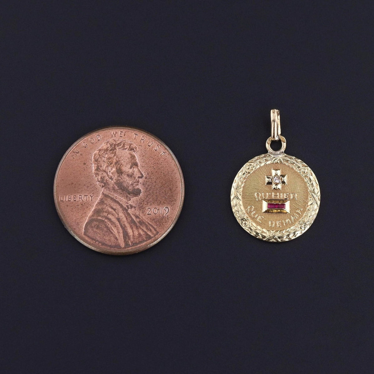 Vintage Qu'hier Que Demain Charm of 18k Gold - Trademark Antiques