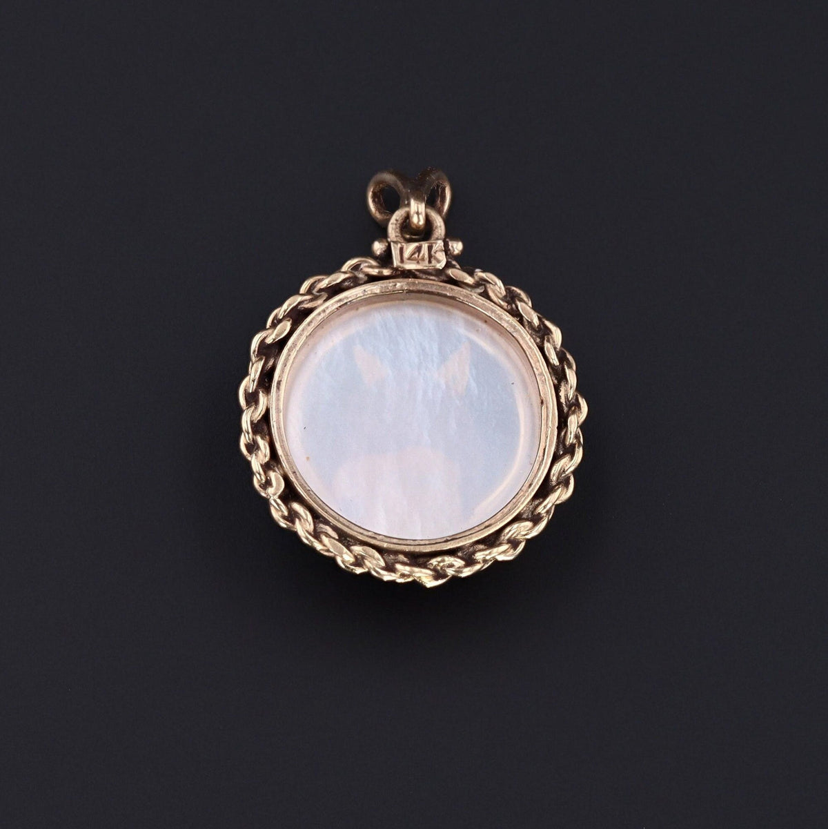 Vintage Reverse Carved and Painted Fox Pendant of 14k Gold - Trademark Antiques