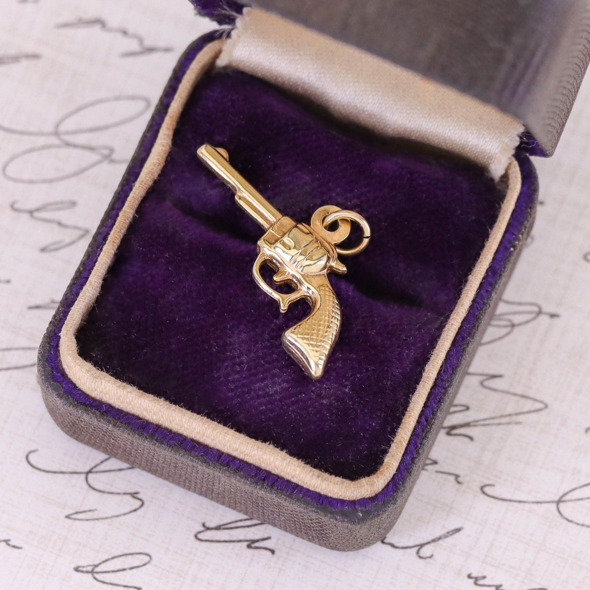 Vintage Revolver Charm of 14k Gold - Trademark Antiques