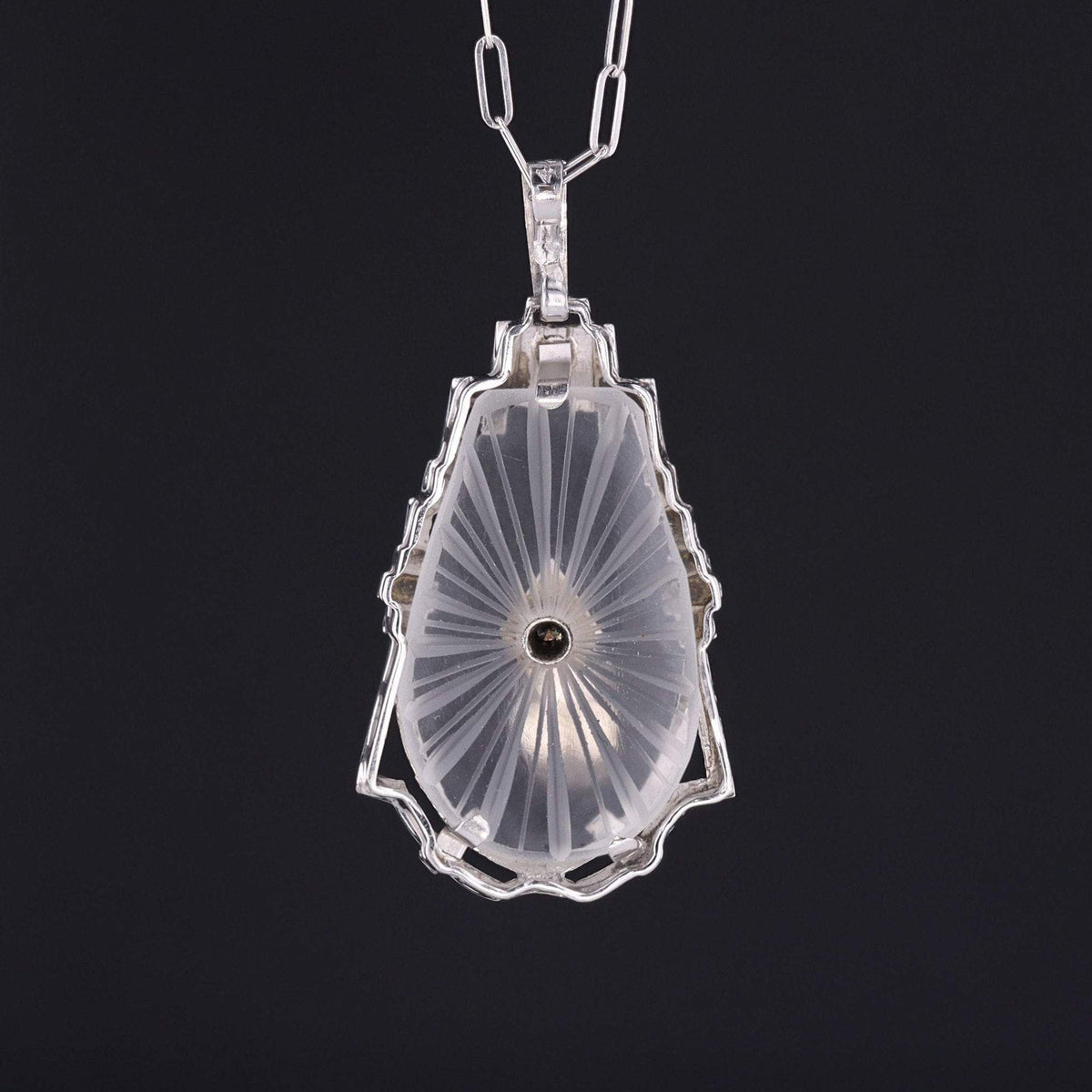 Vintage Rock Crystal &amp; Diamond Pendant | Art Deco Pendant - Trademark Antiques