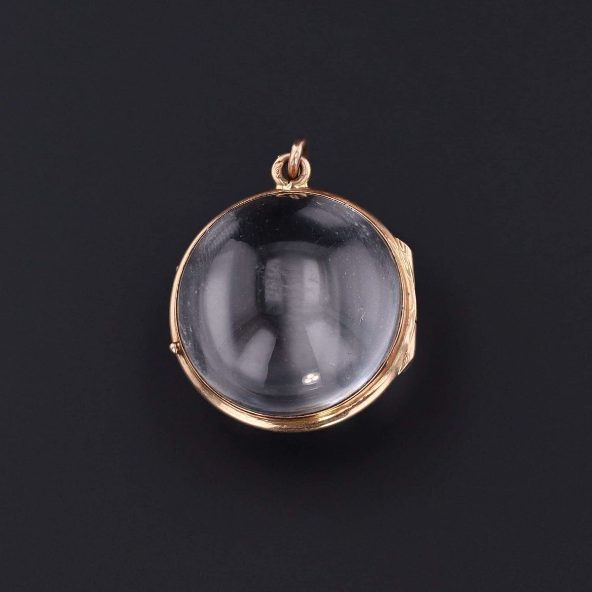 Vintage Rock Crystal Locket | 14k Gold Rock Crystal Locket - Trademark Antiques