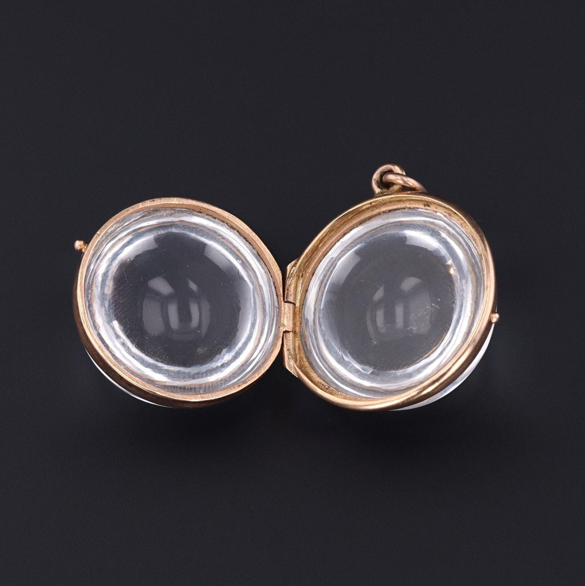 Vintage Rock Crystal Locket | 14k Gold Rock Crystal Locket - Trademark Antiques