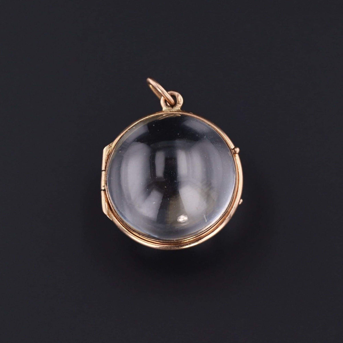 Vintage Rock Crystal Locket | 14k Gold Rock Crystal Locket - Trademark Antiques