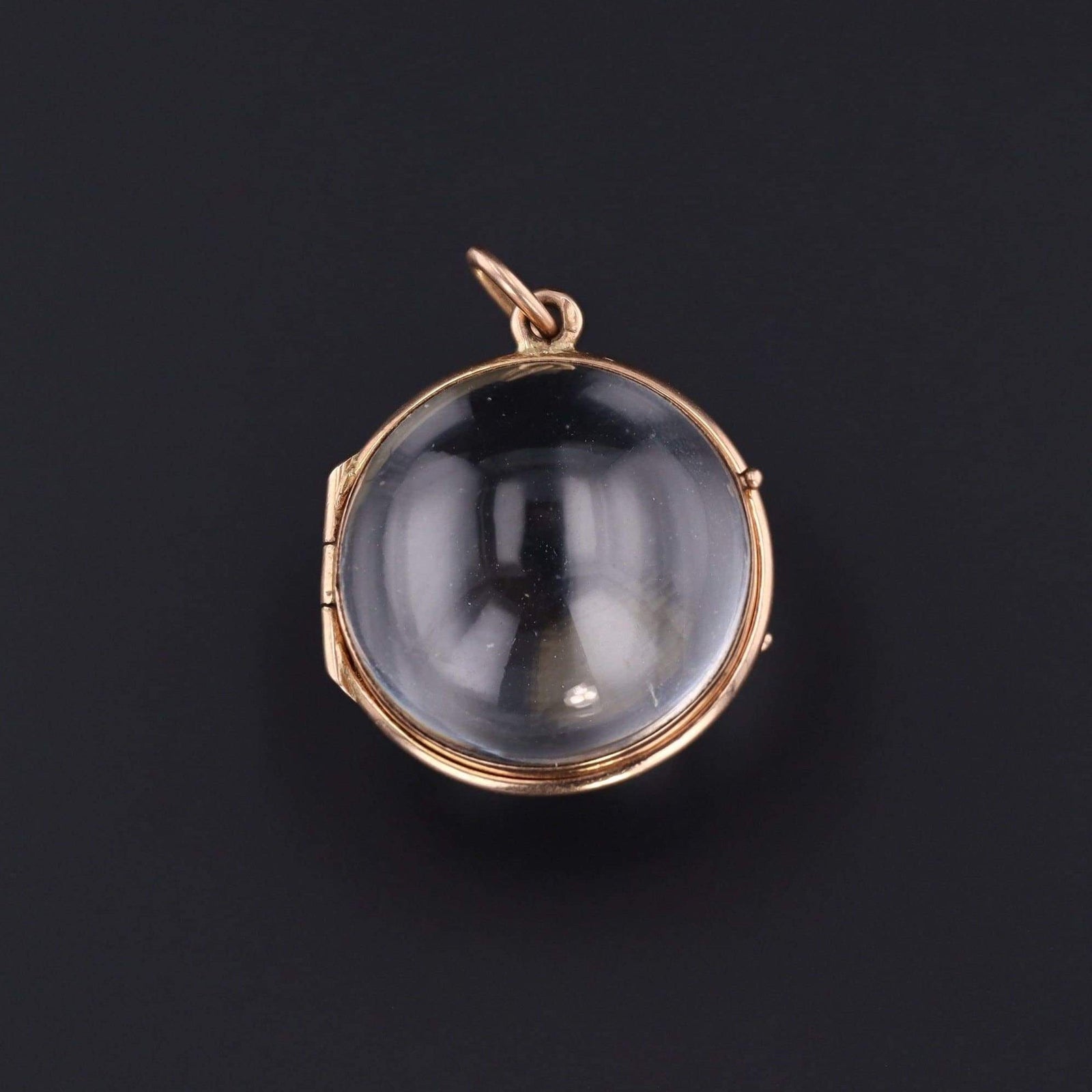 Vintage Rock Crystal Locket | 14k Gold Rock Crystal Locket - Trademark Antiques