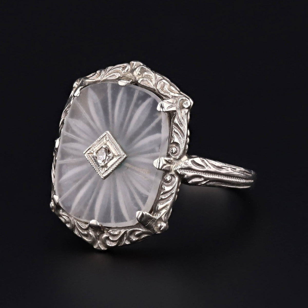 Vintage Rock Crystal Ring | Art Deco Ring - Trademark Antiques