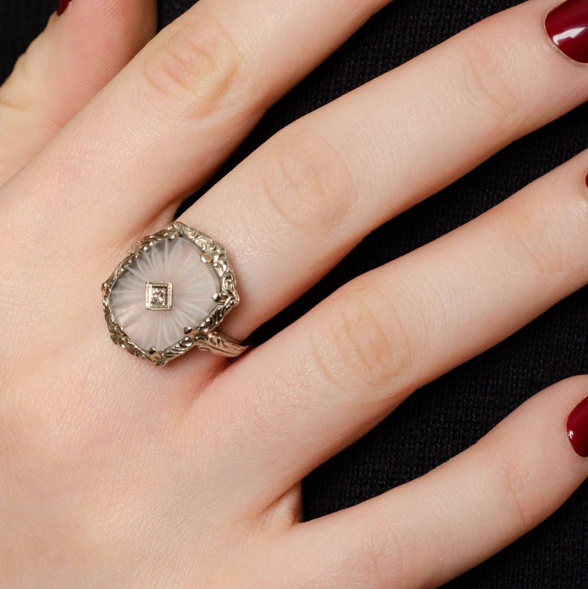 Vintage Rock Crystal Ring | Art Deco Ring - Trademark Antiques