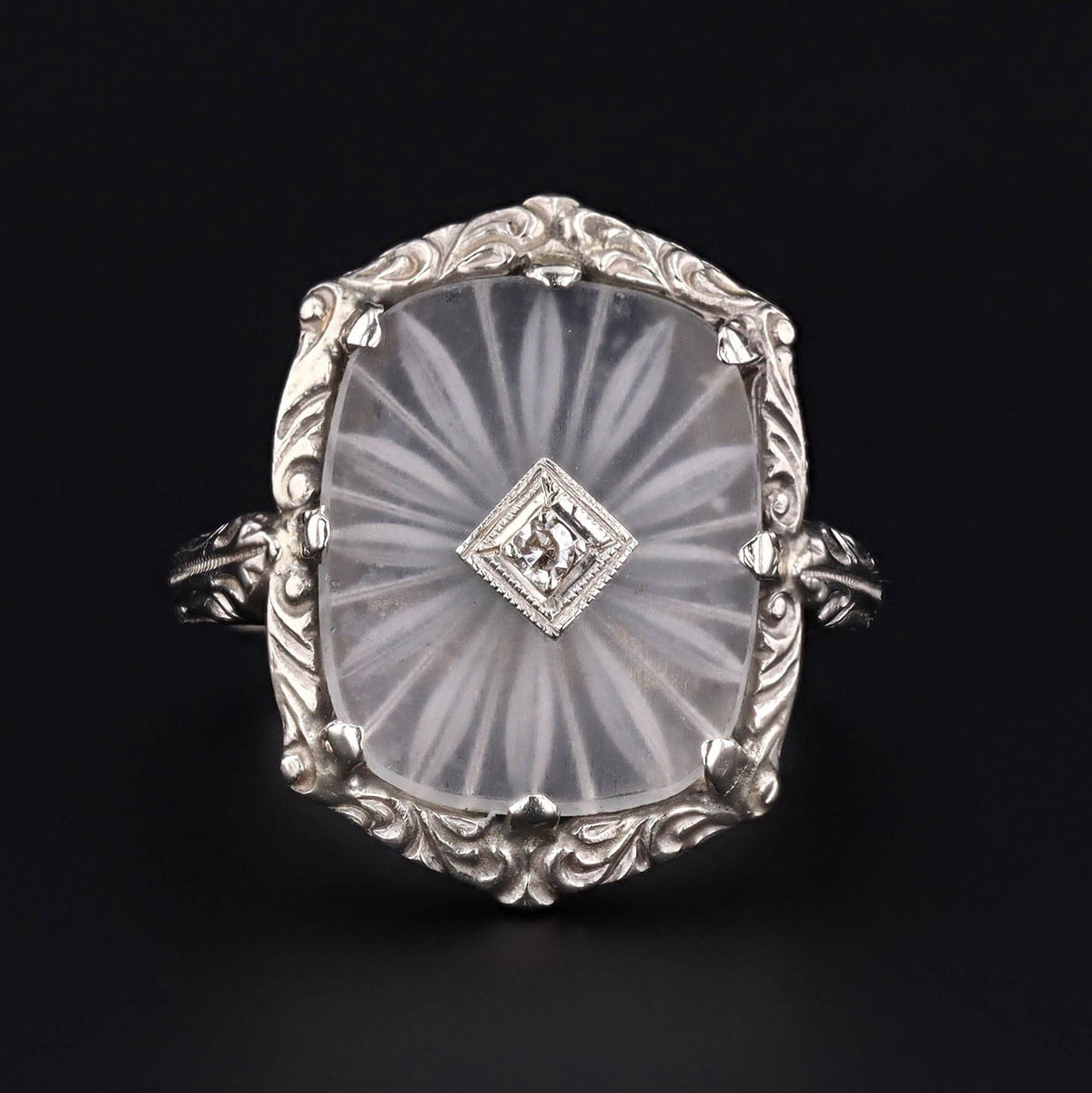 Vintage Rock Crystal Ring | Art Deco Ring - Trademark Antiques