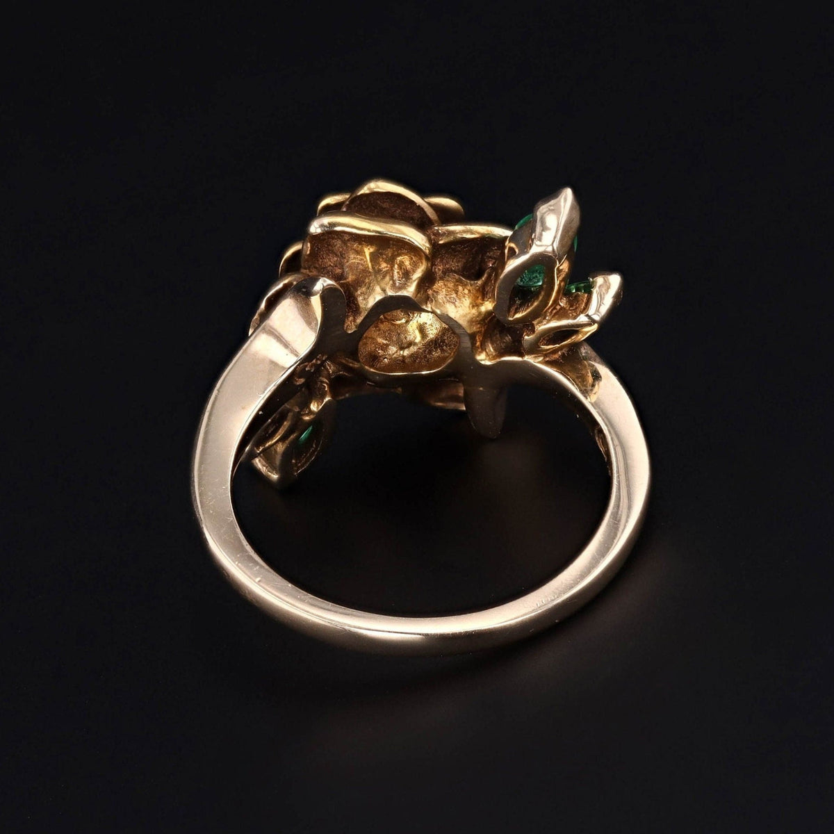 Vintage Rose Ring | Diamond &amp; Emerald Rose Ring - Trademark Antiques