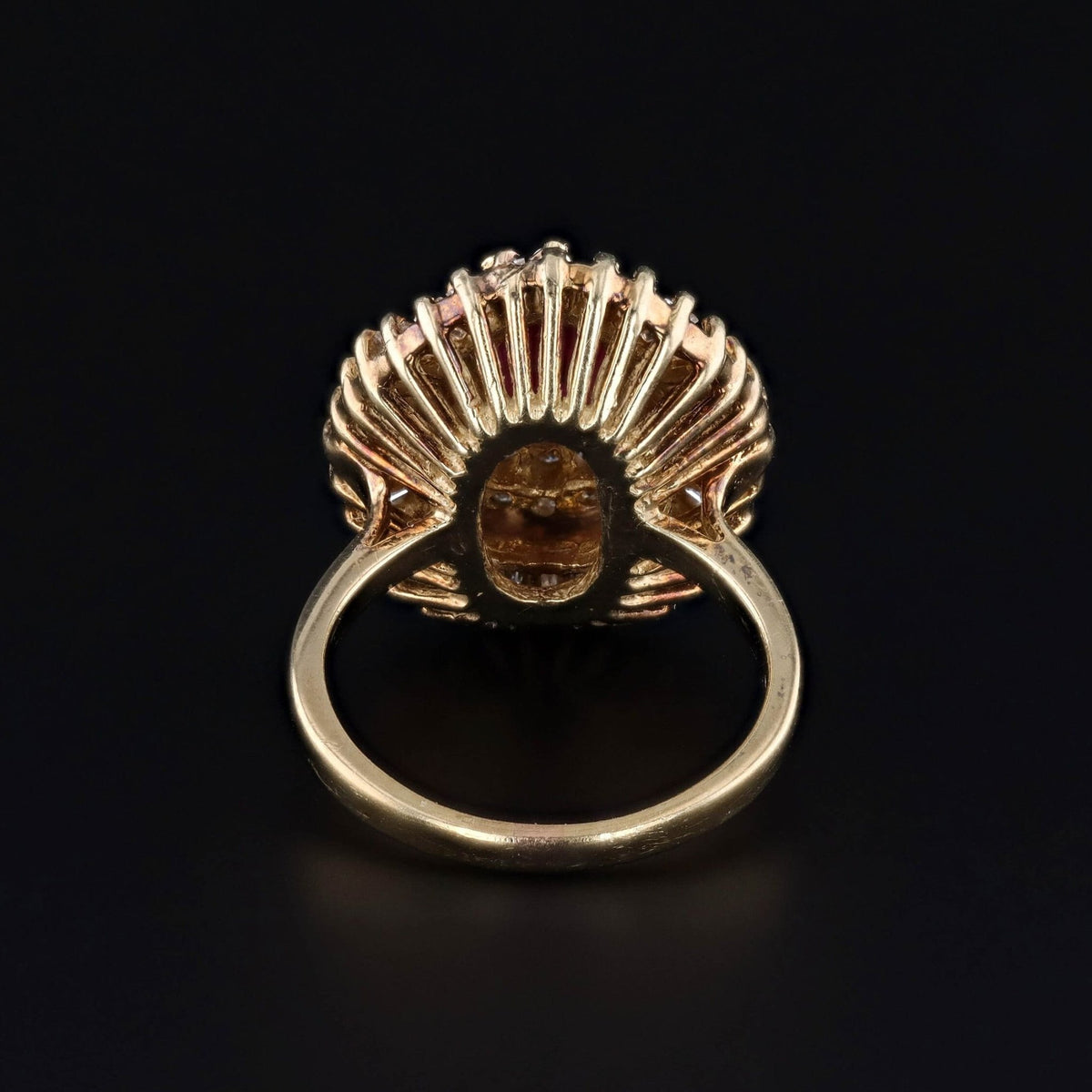 Vintage Ruby and Diamond Ballerina Ring of 14k Gold - Trademark Antiques