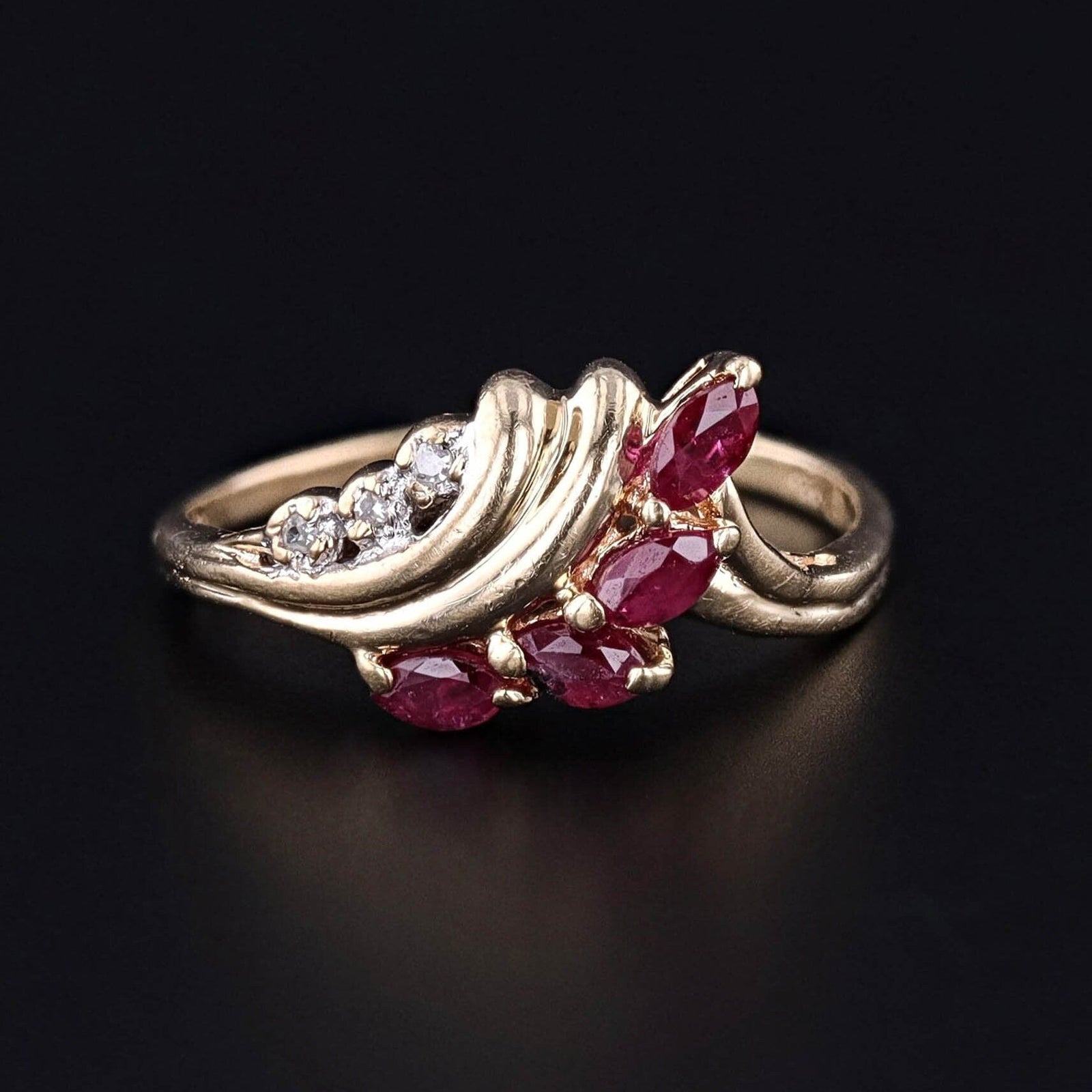 Vintage Ruby and Diamond Ring of 14k Gold - Trademark Antiques
