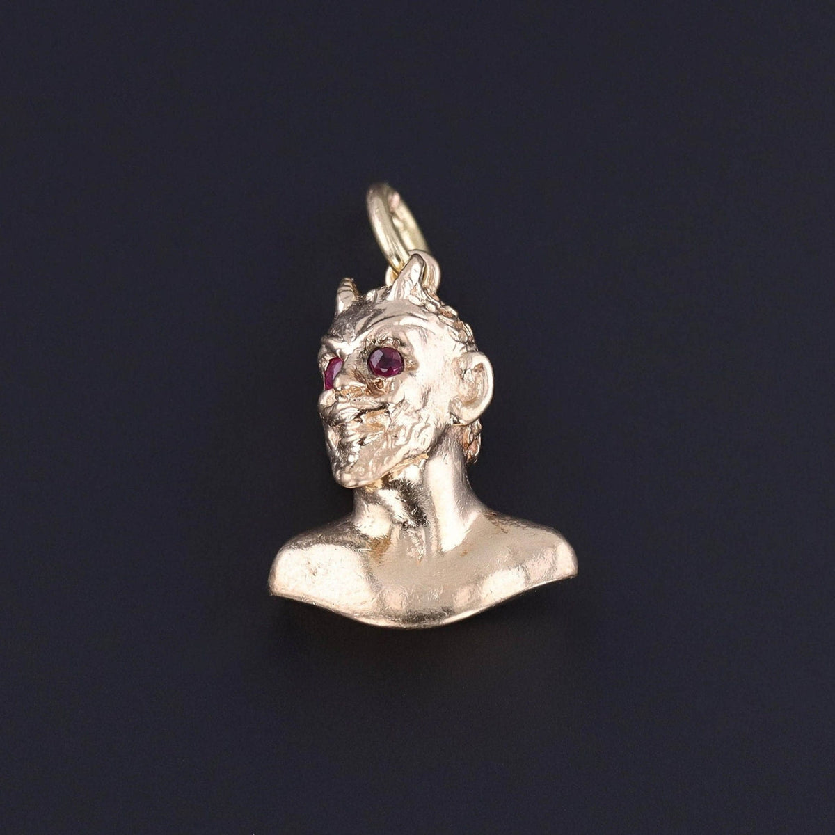 Vintage Ruby Devil Pendant of 14k Gold - Trademark Antiques