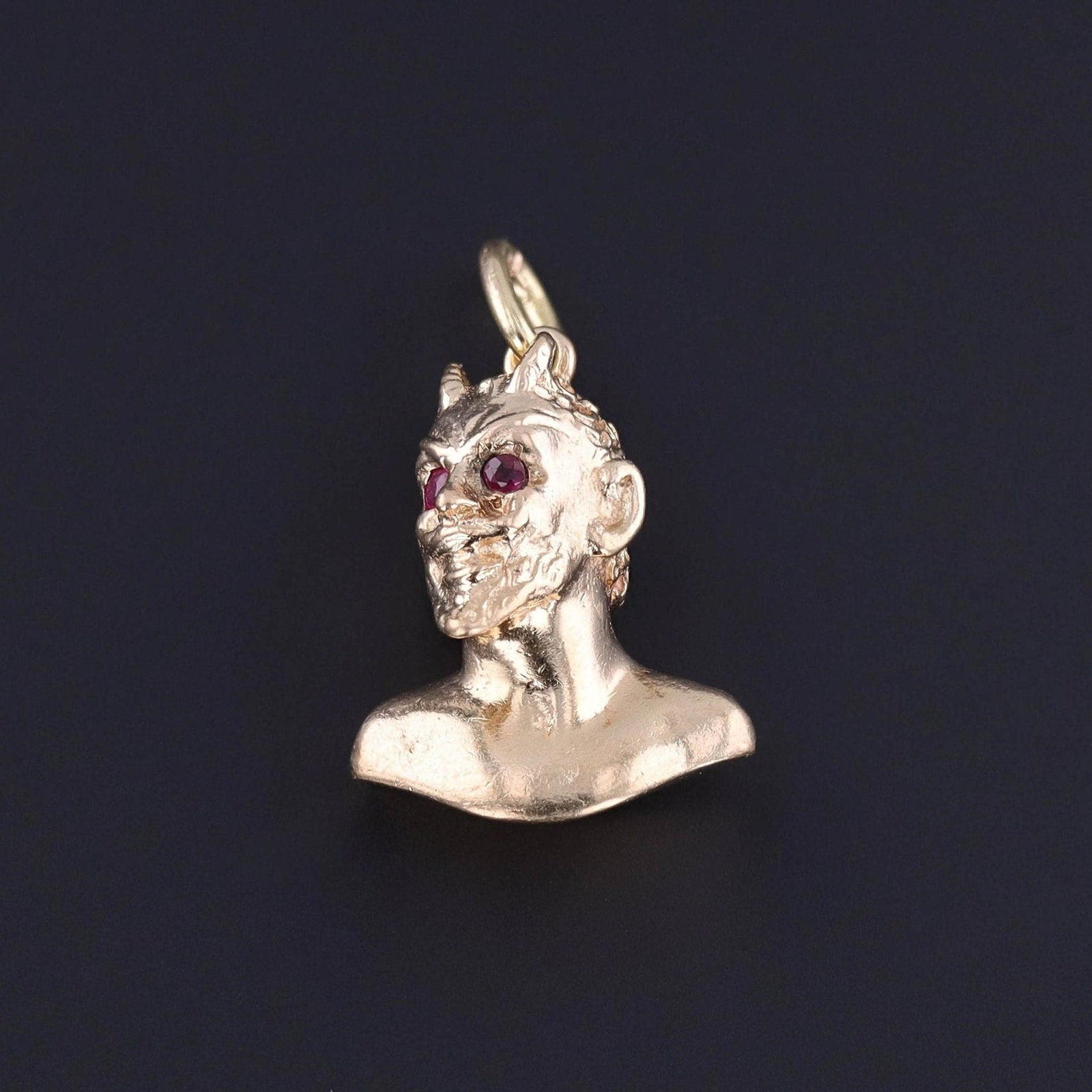 Vintage Ruby Devil Pendant of 14k Gold - Trademark Antiques