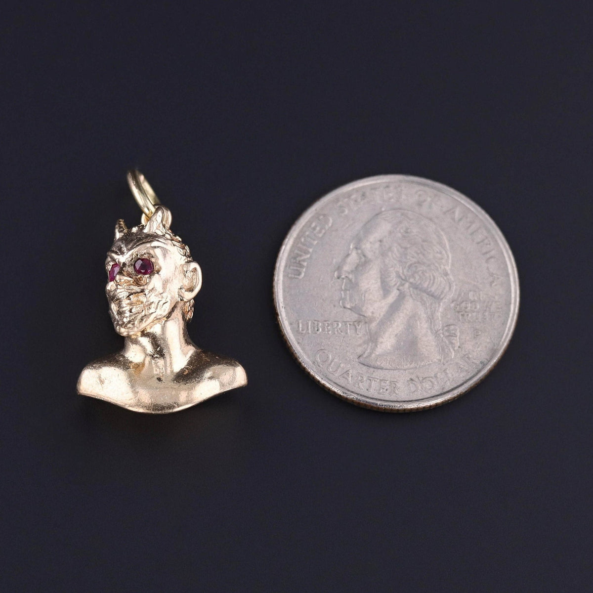 Vintage Ruby Devil Pendant of 14k Gold - Trademark Antiques