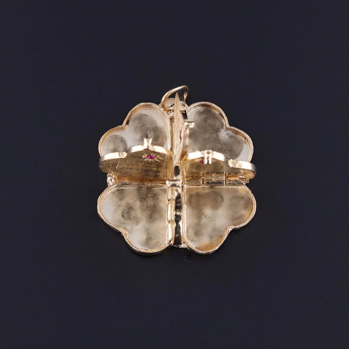 Vintage Ruby Heart Locket of 14k Gold - Trademark Antiques