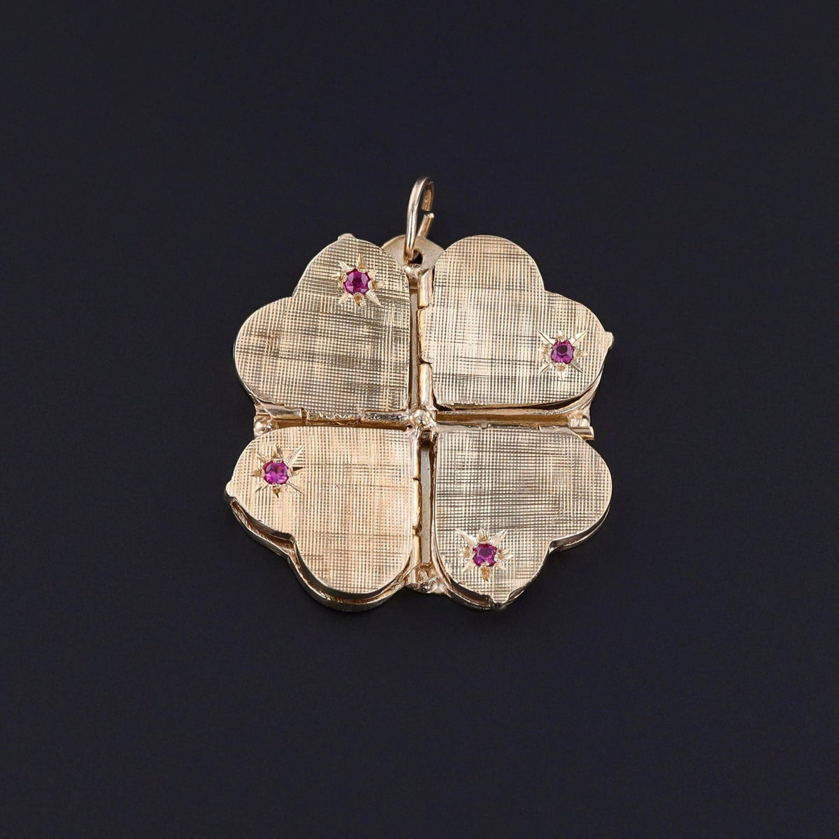 Vintage Ruby Heart Locket of 14k Gold - Trademark Antiques