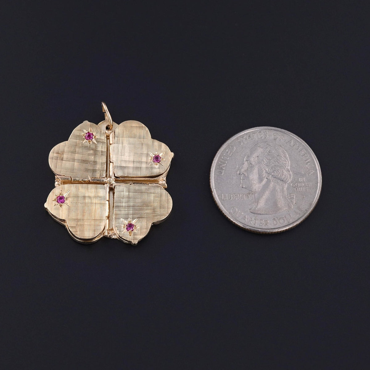 Vintage Ruby Heart Locket of 14k Gold - Trademark Antiques