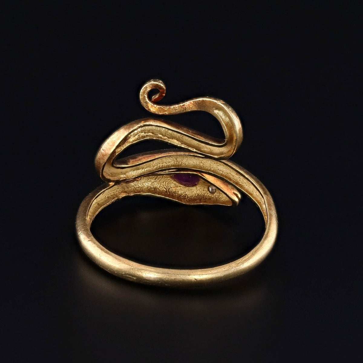 Vintage Ruby Snake Ring of 18k Gold - Trademark Antiques