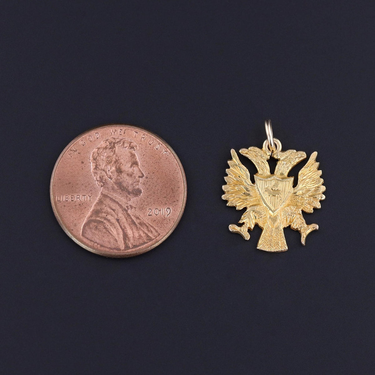 Vintage Russian Coat of Arms Charm of 10k Gold - Trademark Antiques