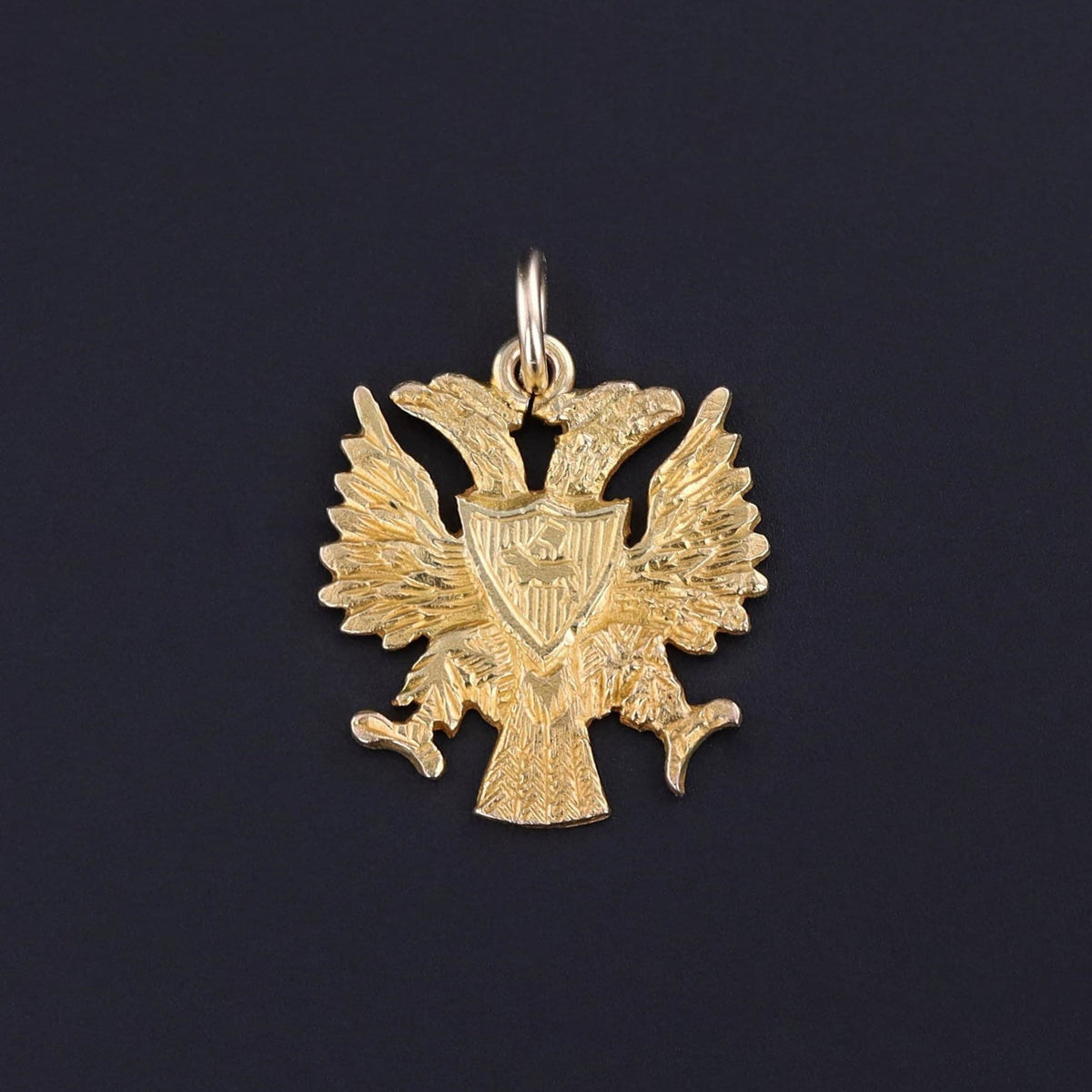 Vintage Russian Coat of Arms Charm of 10k Gold - Trademark Antiques