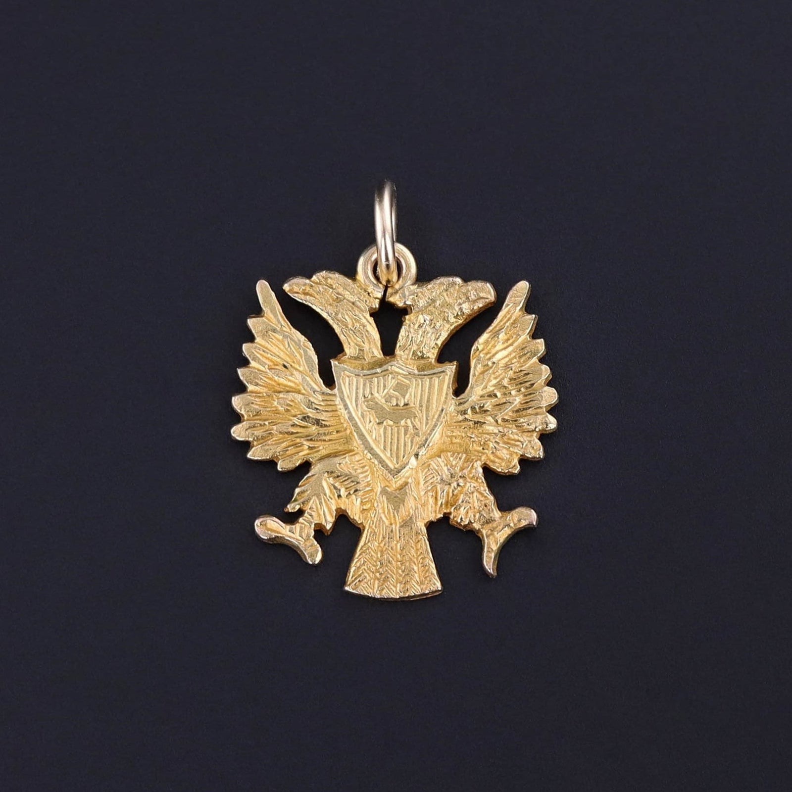 Vintage Russian Coat of Arms Charm of 10k Gold - Trademark Antiques