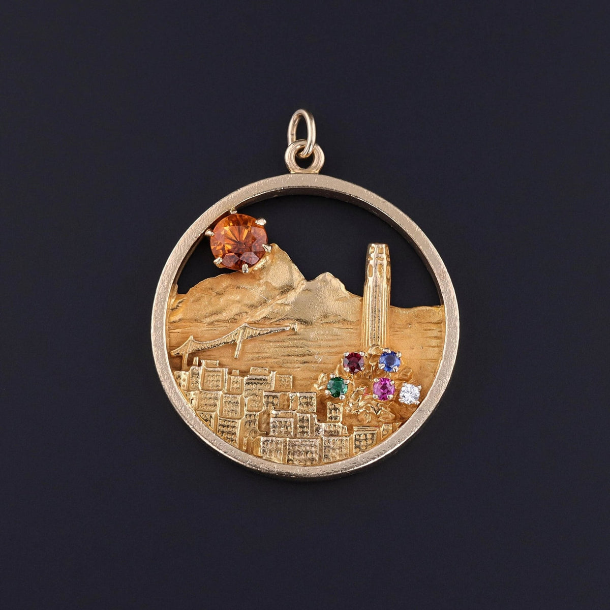 Vintage San Francisco Skyline Pendant of 14k Gold - Trademark Antiques