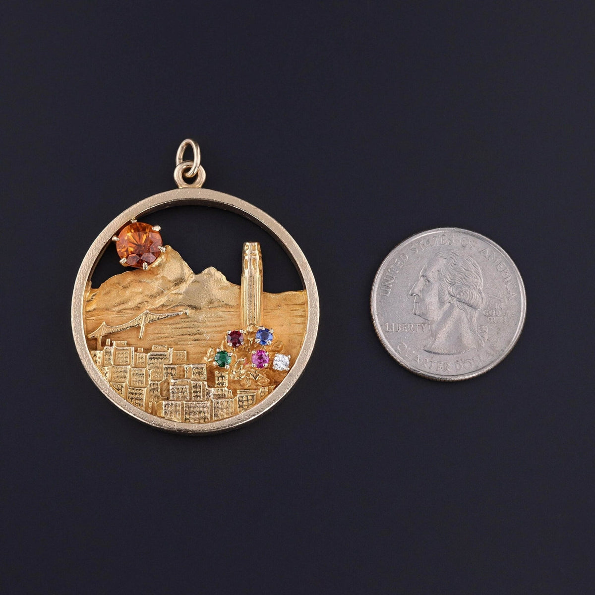 Vintage San Francisco Skyline Pendant of 14k Gold - Trademark Antiques