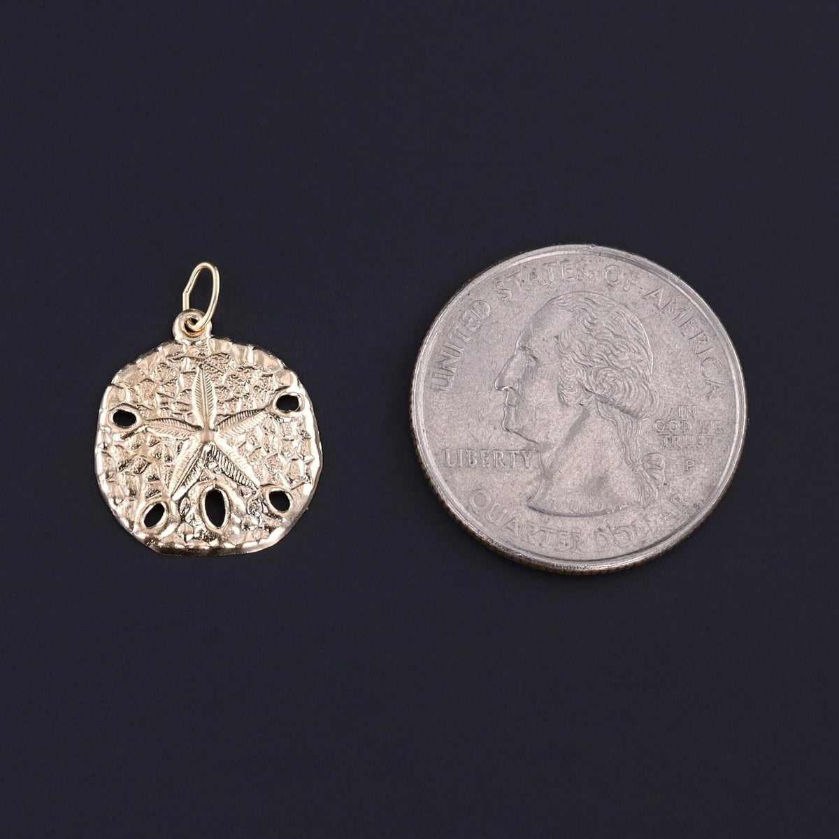 Vintage Sand Dollar Charm of 14k Gold - Trademark Antiques