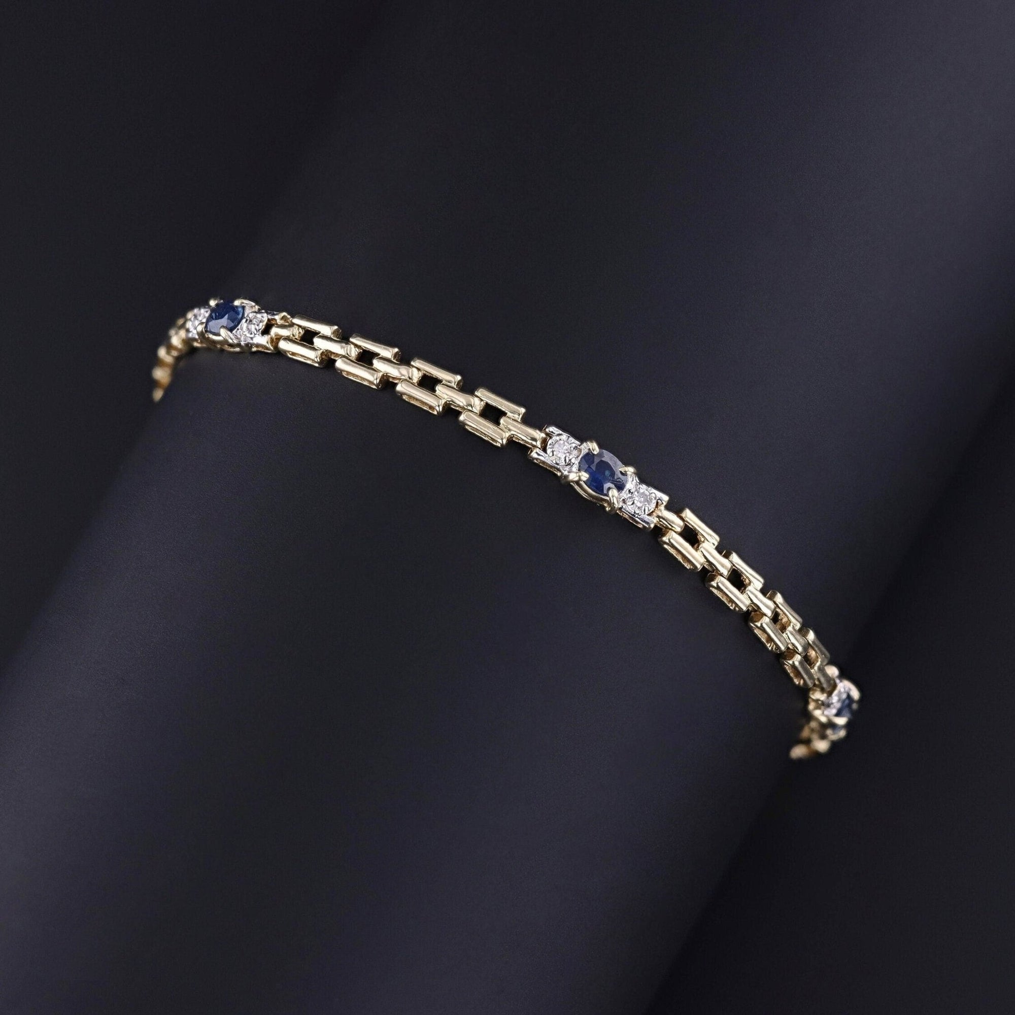 Vintage Sapphire and Diamond Bracelet of 14k Gold - Trademark Antiques