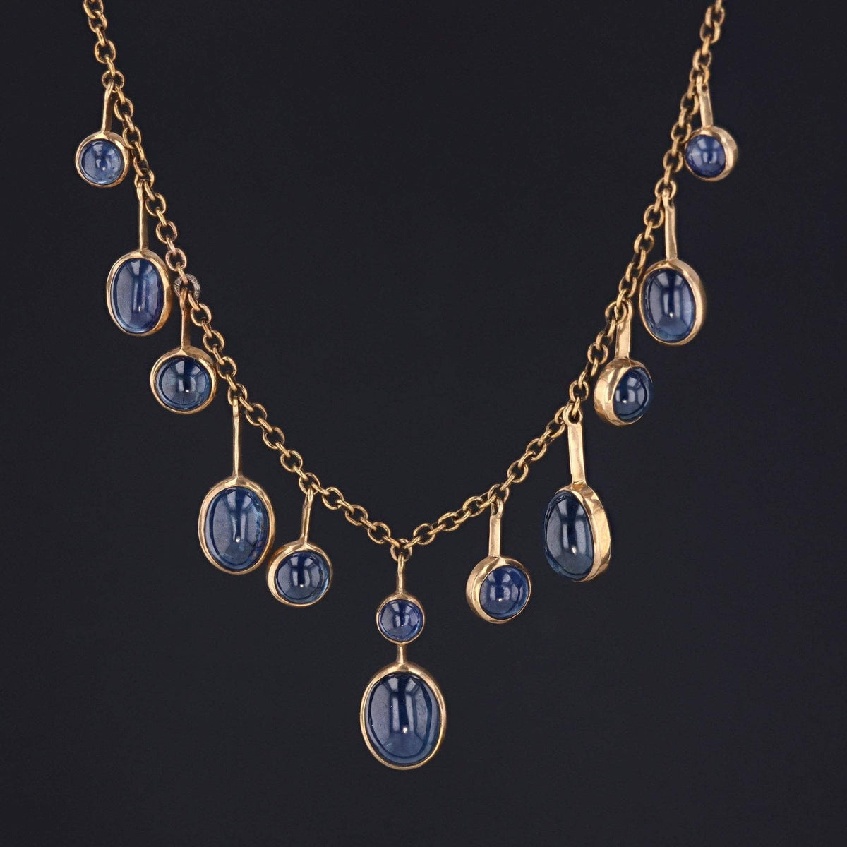 Vintage Sapphire Necklace | Sapphire Fringe Necklace - Trademark Antiques
