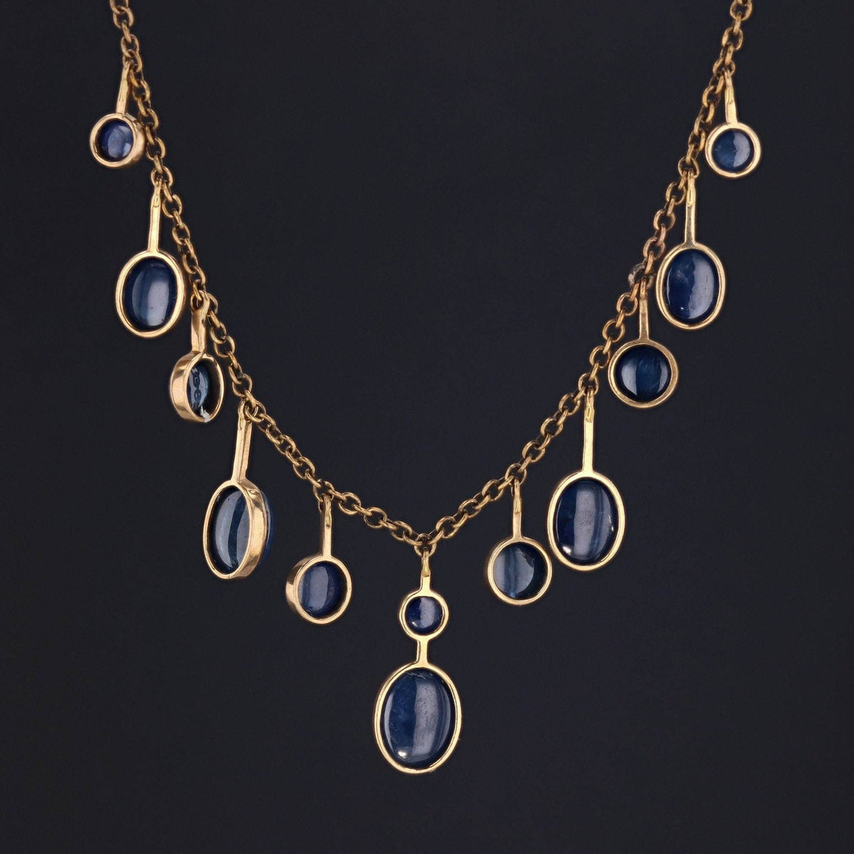 Vintage Sapphire Necklace | Sapphire Fringe Necklace - Trademark Antiques