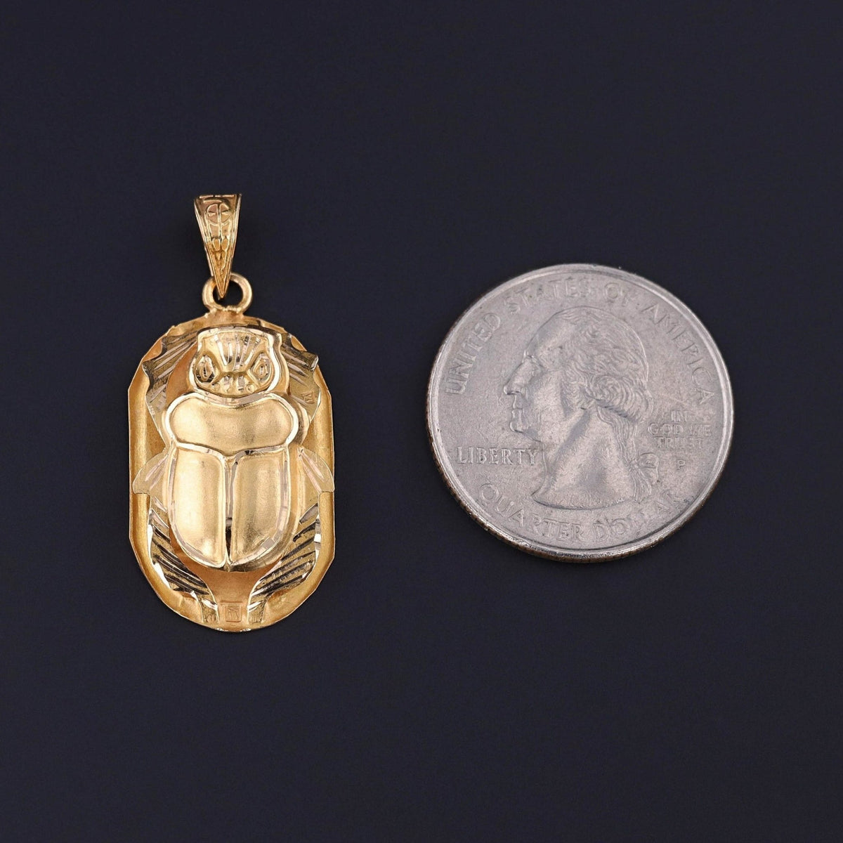Vintage Scarab Pendant of 18k Gold - Trademark Antiques