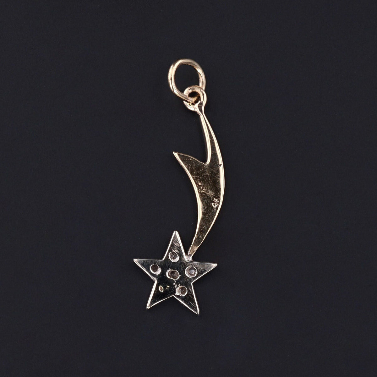 Vintage Shooting Star Charm | 14k Yellow &amp; White Gold Charm - Trademark Antiques