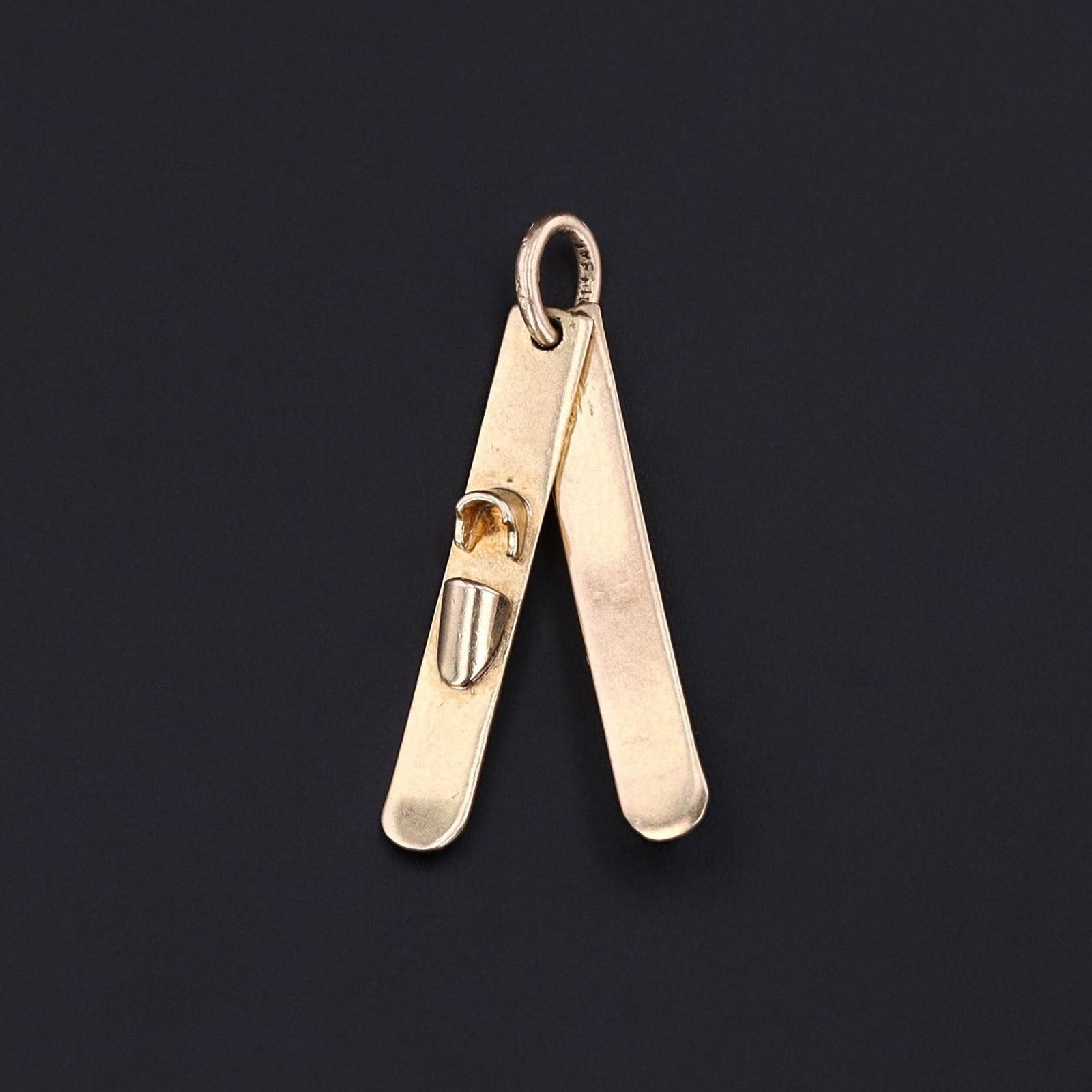 Vintage Ski Charm of 14k Gold - Trademark Antiques