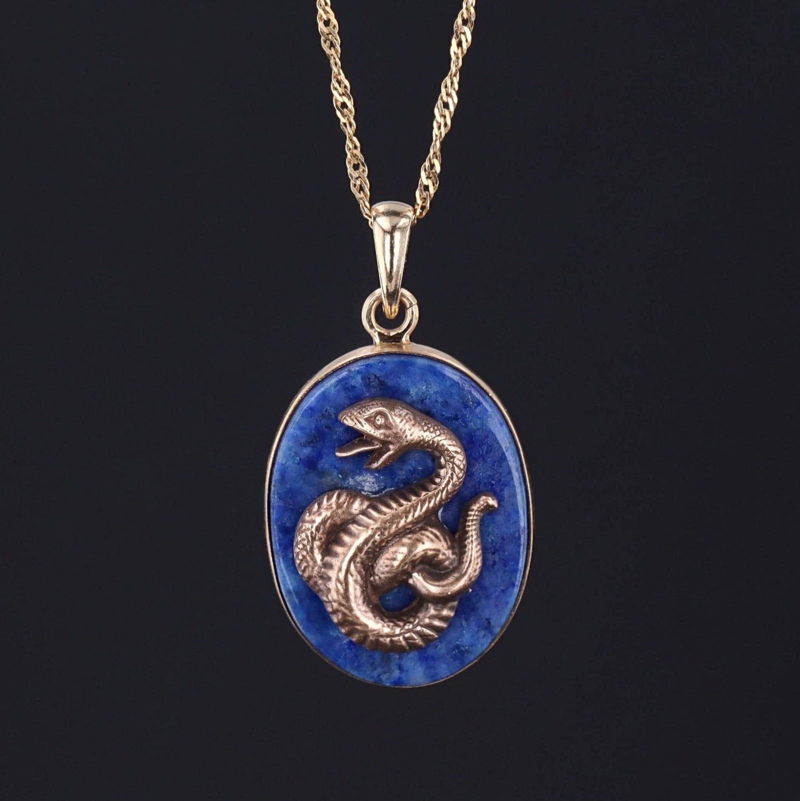 Vintage Snake Pendant | 14k Gold Pendant on Optional 14k Chain - Trademark Antiques