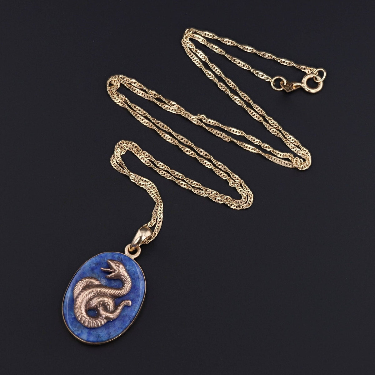 Vintage Snake Pendant | 14k Gold Pendant on Optional 14k Chain - Trademark Antiques