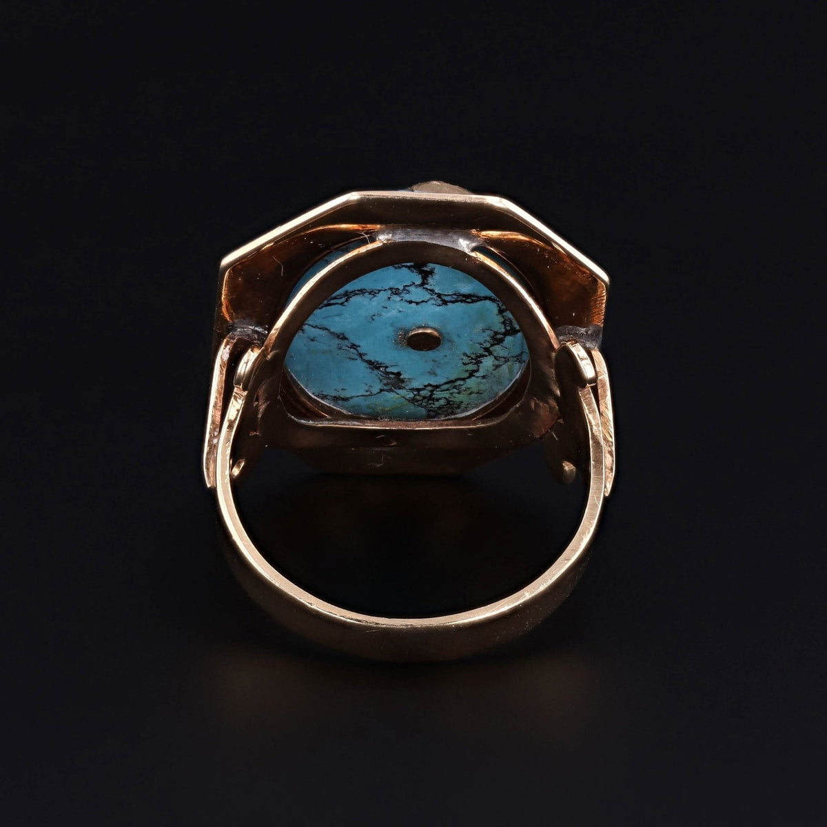 Vintage Snake Turquoise, Enamel and Pearl Conversion Ring of 14k Gold - Trademark Antiques