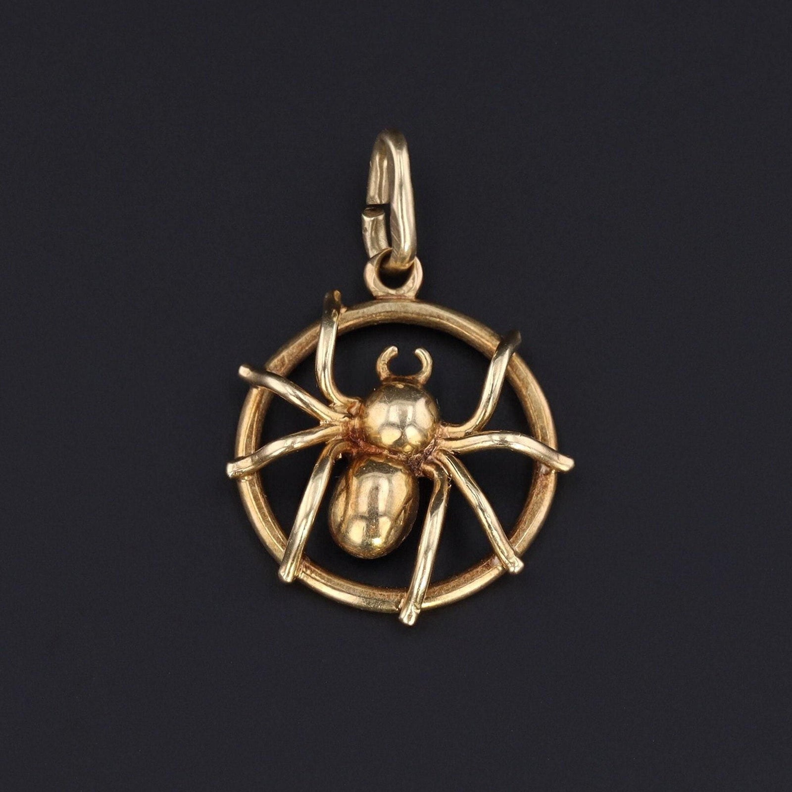 Vintage Spider on Web | 14k Gold Spider Pendant - Trademark Antiques