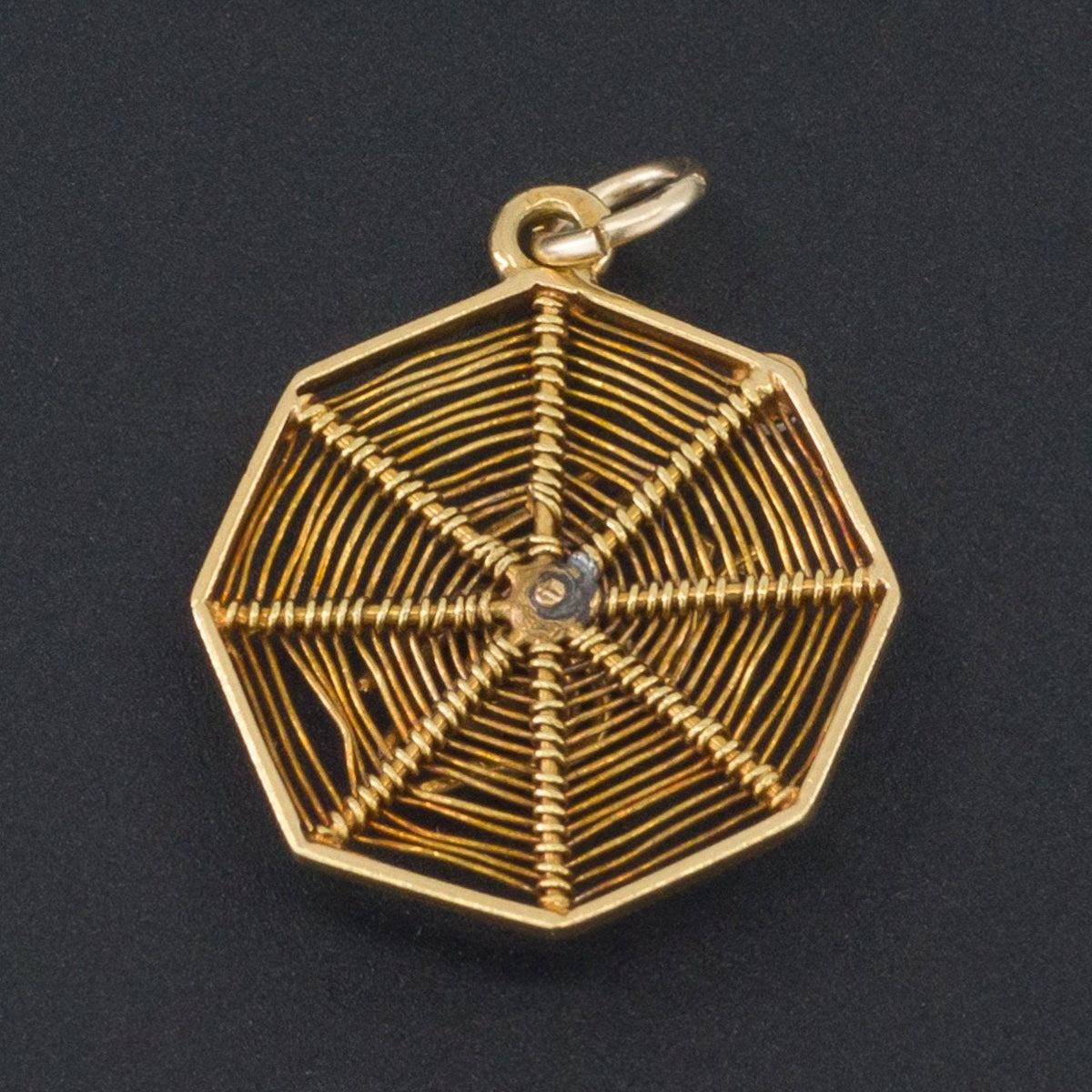 Vintage Spider on Web | 14k Gold Spider Pendant - Trademark Antiques
