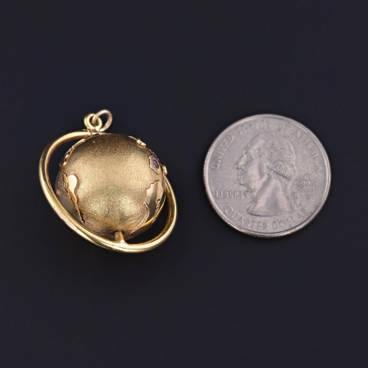 Vintage Spinning Globe Pendant of 18k Gold - Trademark Antiques