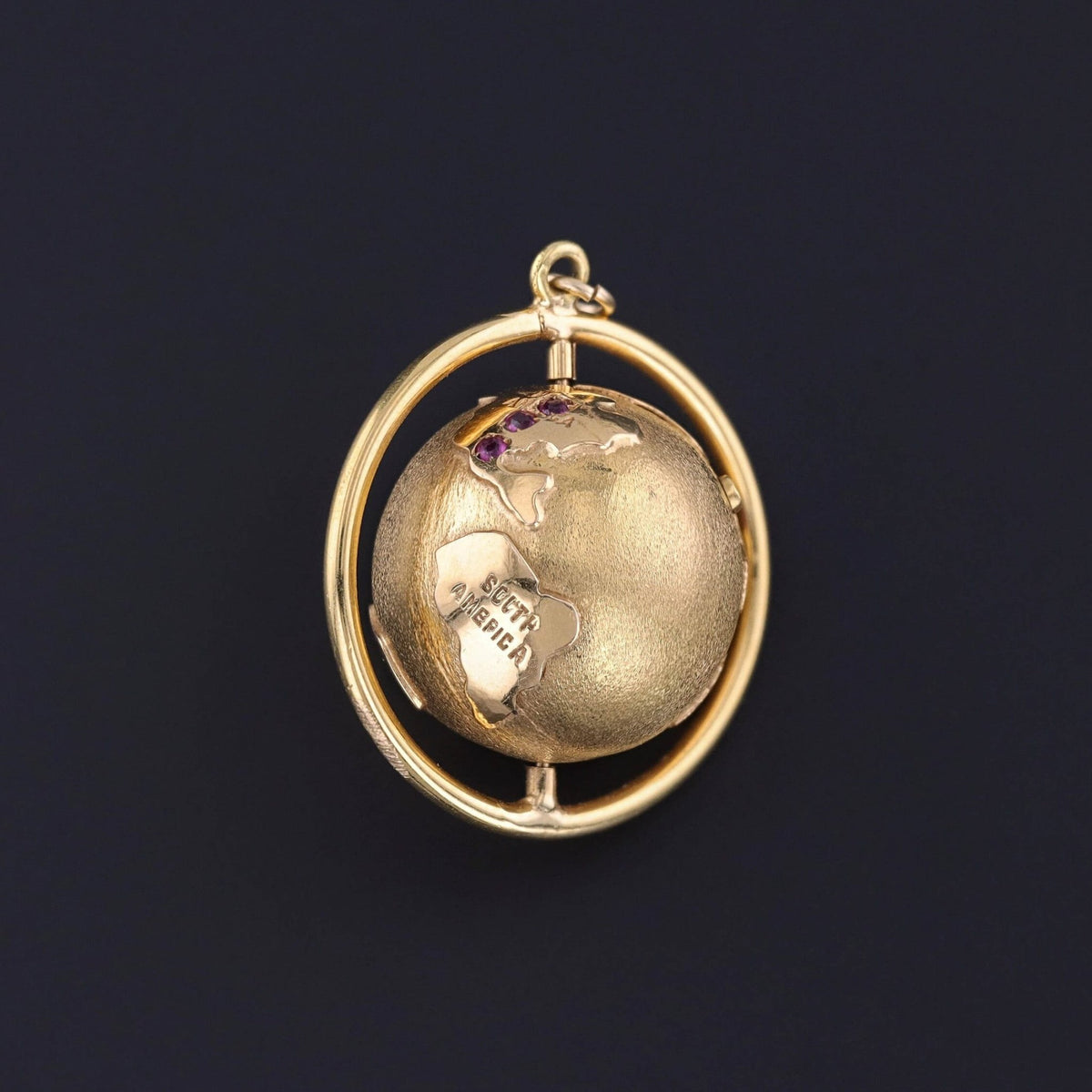 Vintage Spinning Globe Pendant of 18k Gold - Trademark Antiques