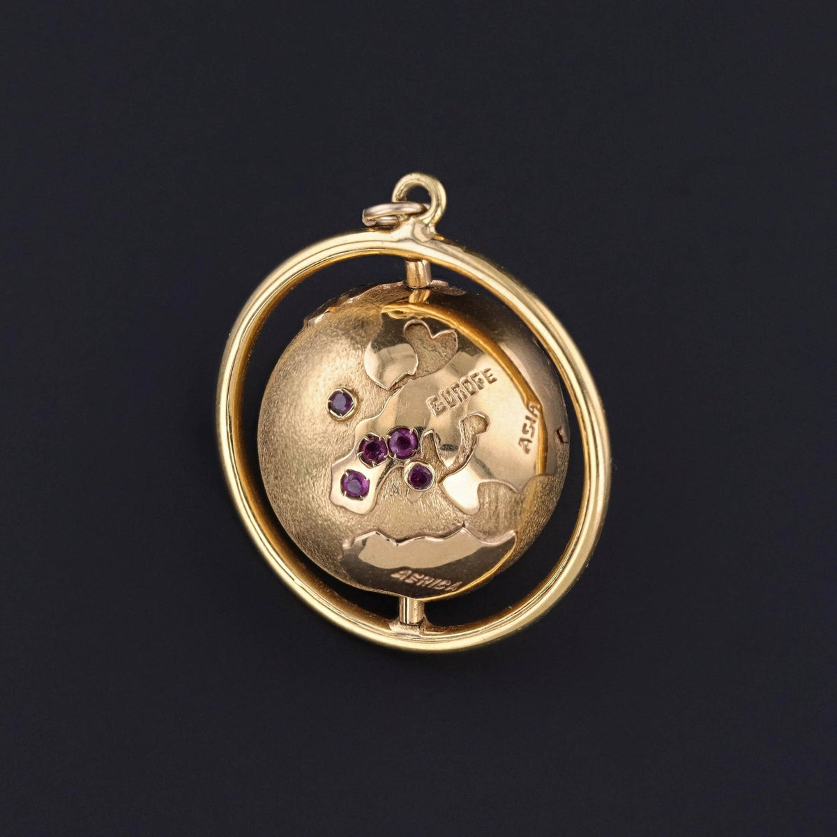 Vintage Spinning Globe Pendant of 18k Gold - Trademark Antiques